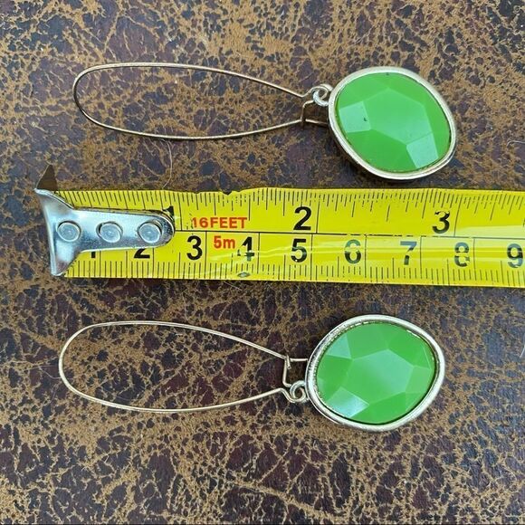 Jewelry Necklace and Earring Set Green Faux Gem Y Shaped Necklace Dangle Earring - Picture 14 of 15